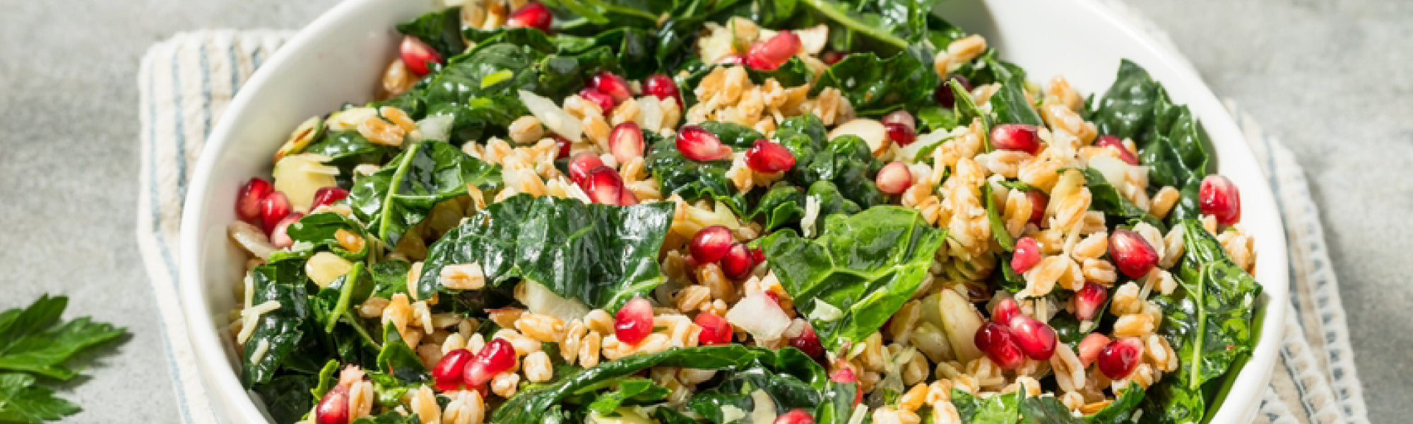 Hearty Farro &amp; Kale Salad with Honey Dijon Dressing