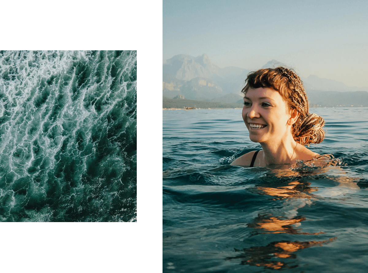 happy woman swimming in water